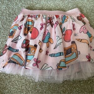 Wink Pink School-Print Tulle Skirt with Blue & Orange Accents